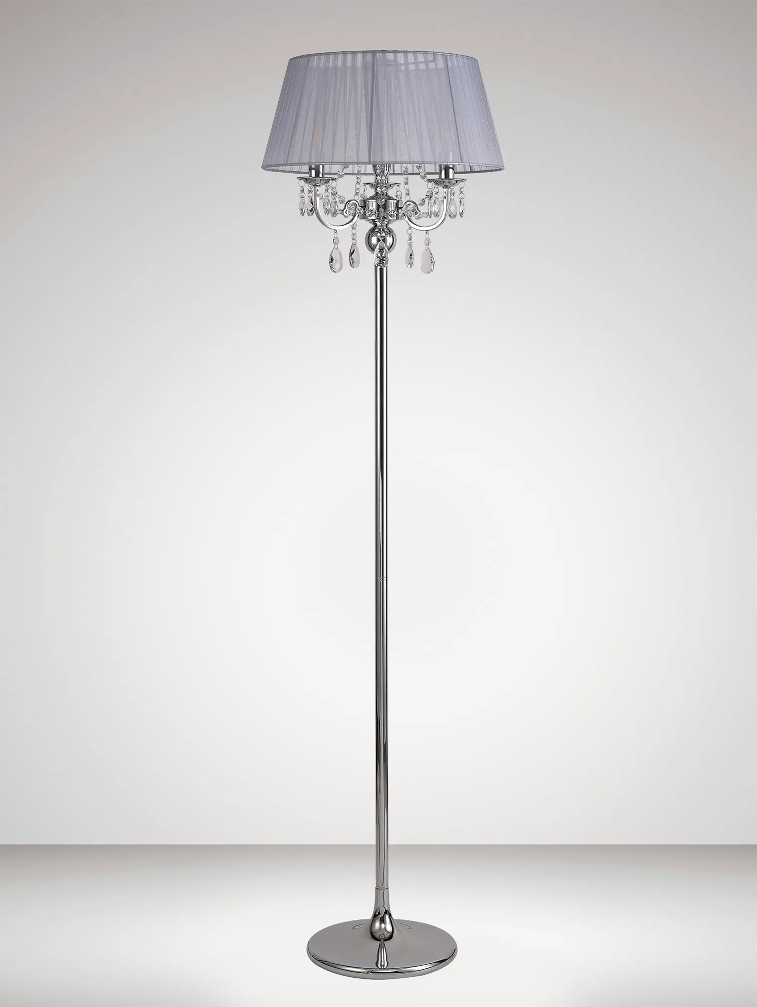 Olivia Crystal 163cm Floor Lamp 3 Light IL30063/GY  Diyas Olivia Polished Chrome-Grey